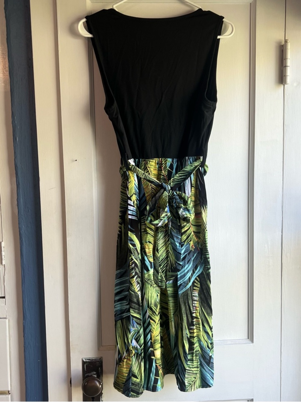 SHEIN Black & Tropical Leaf Print Midi Dress - Picture 10 of 12